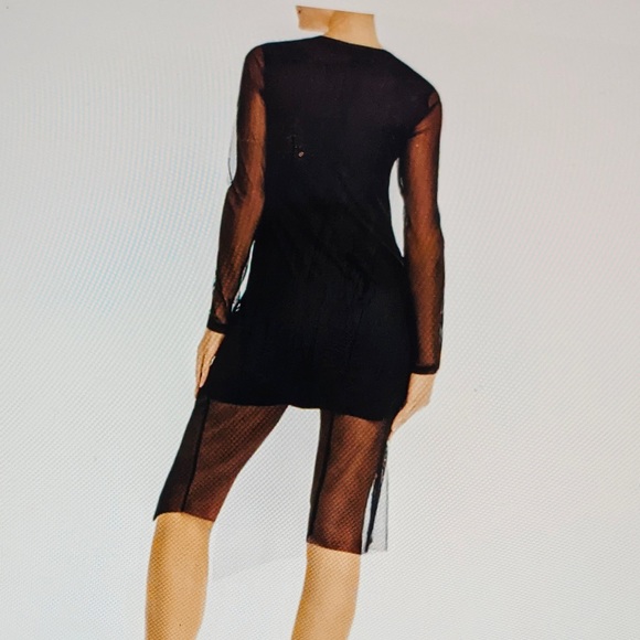 AQUA Dress Sexy Glam Illusion Ruched Knit & Sheer Mini NWT Sz XS - Picture 6 of 15